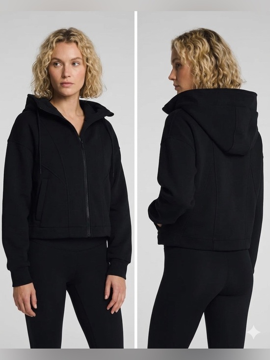 SPANX Tops - Spanx Cotton Fleece Lined Boost Up Hoodie in Very Black